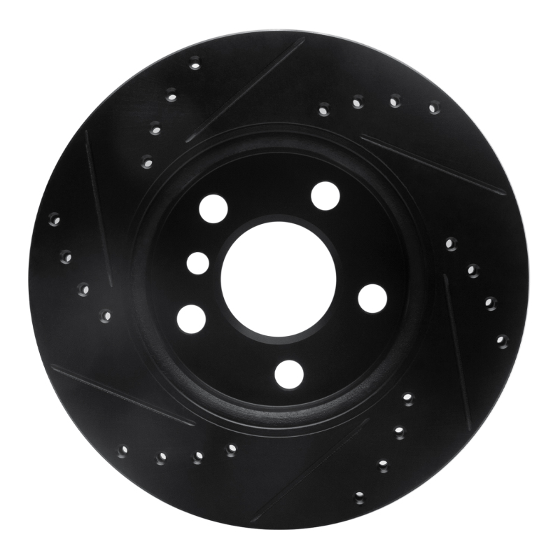 Mini Cooper Brake Rotor (1) - Front Right - R1 Concepts - Drilled & Slotted - Black - `14-`24